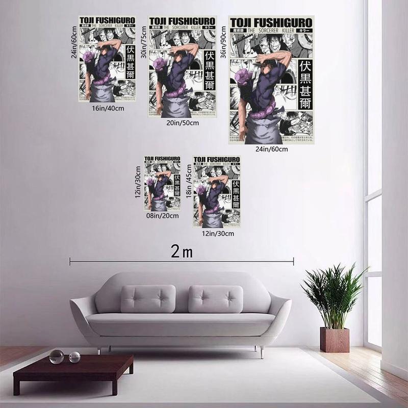 Toji Jujutsu Kaisen Anime Poster Print JJK Manga Artwork Wall Hanging Home Decor Gojo Geto Minimalist for Anime Fan