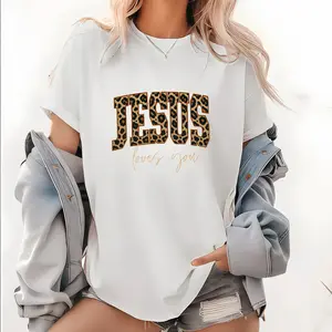 Christian Jesus Sweatshirt, Cheetah Print Bible Verse Sweatshirts, Trendy Faith Apparel Gift, Jesus Loves You, The Way The Truth The Life