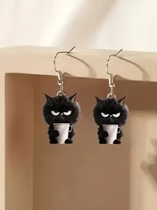 Cute Cartoon Cat Design Dangle Earrings, Fashionable Acrylic Jewelry for Women, Trendy All-match & Exquisite Jewelry for Birthday Gift