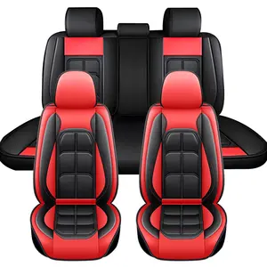 Fit for Toyota Tacoma Luxury Leather Two Front Car Seat Covers and Rear Seat Protector Cushion 5-Seats Waterproof Anti Slip Airbag Compatible
