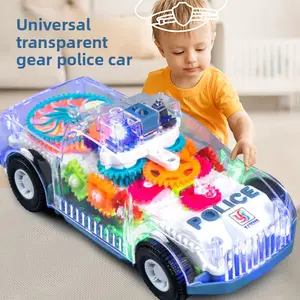 Universal Transparent Gear RC Toy, with Lights & Music, Automatic Steering & Obstacle Avoidance, Educational V8 Engine Model, Mini Remote Control Toy for Boys