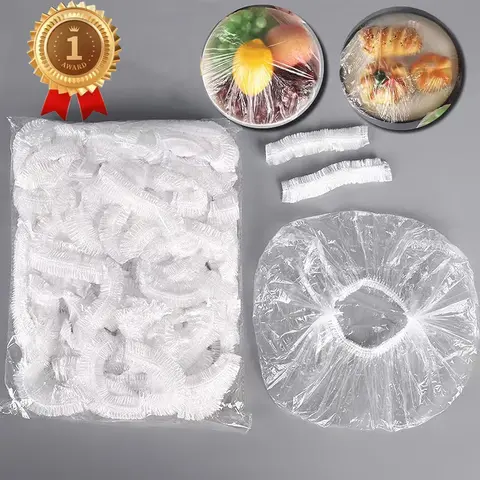 300pcs Reusable Elastic Stretch Food Covers - Food Grade, Microwave-Safe, Transparent, Tear-Resistant Rectangular/Round Lids for Jars, Cups, Meal Prep Containers, Barbecues, Fits Jars & Cups