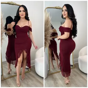 Isabela Mesh Dress (Burgundy)