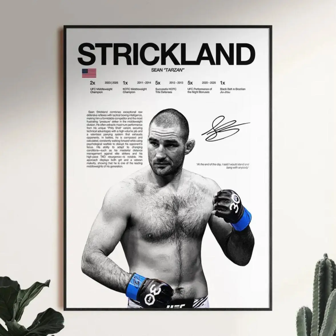 Sean Strickland MMA Wall Poster, Champion Fighter Wall Art, Combat Sports Gym Decor, Sports Fan Room Decor, Gift for Men