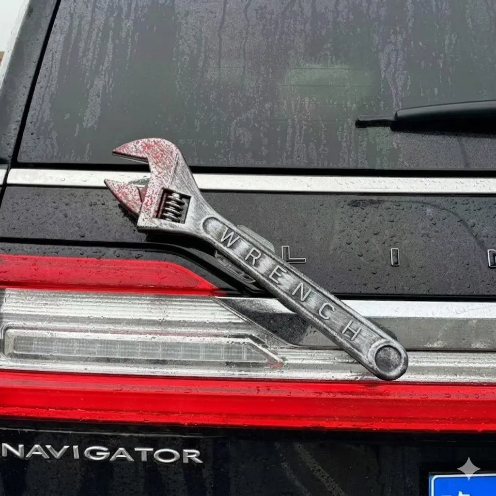 17.7" Giant Realistic Bloody Wrench Car Exterior Decor - Funny Automotive Prank Prop for Trucks, Jeeps & SUVs - Durable Plastic Large Wrench Accessory with Easy Mounting Kit, Car Vehicle Decoration, Car Accessories