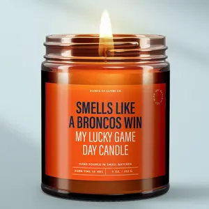 Bronco Win Candle, Funny Football Candles, Football Coach Thank You Gift, Game Day Gift For Dad, Soy Candle, Lucky Candles For Men - Lucky Game Candle Men - Housewarming Gift, Unique, Sports Gift Him, Sports Gift For Him, Gift For Dad, Game Day Decor