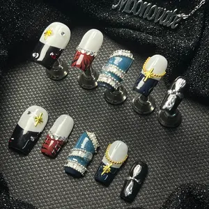 Moonovate | WEST COWGIRL 10pcs Handmade Press On Nails Fall Nails Square Nails REUSABLE 3D Gel Fake Nails Acrylic Press On Nails