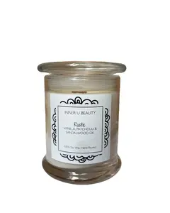 Inner U Beauty 100% Soy Wax Wood Wick Candle with Natural Wooden Wick for Long Lasting Clean Burn and Strong Room Filling Scent - Fragrance