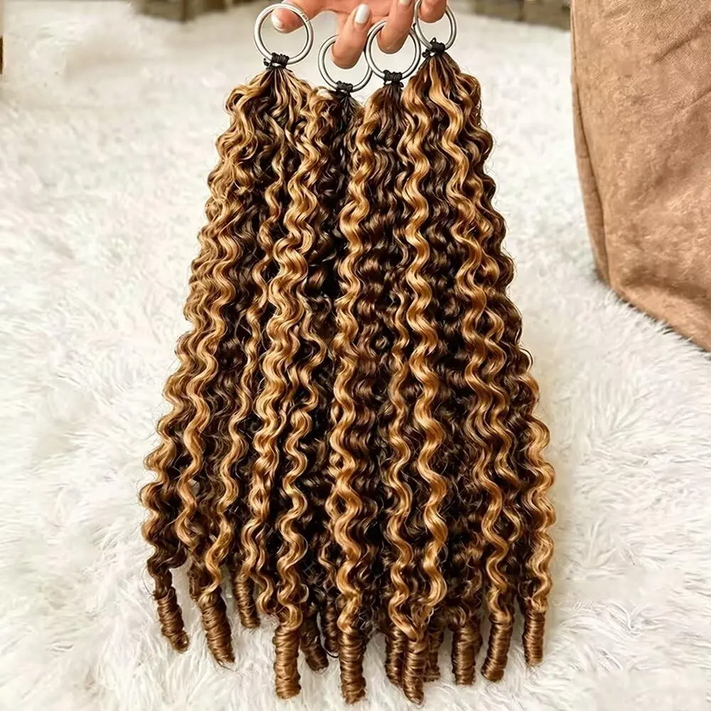 Burmese Curly Crochet Human Hair P4/27 Color Spiral Curls Human Hair 33# Color Kinky Curly Bundles Human Hair 100% Unprocessed Weave 3c4a Deep Wave With Spiral Curly End
