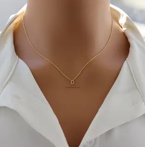 18K Gold Plated Dainty Mini Rhinestone Initial "D" Pendant Necklace – Sparkly Personalized Letter Jewelry Gift