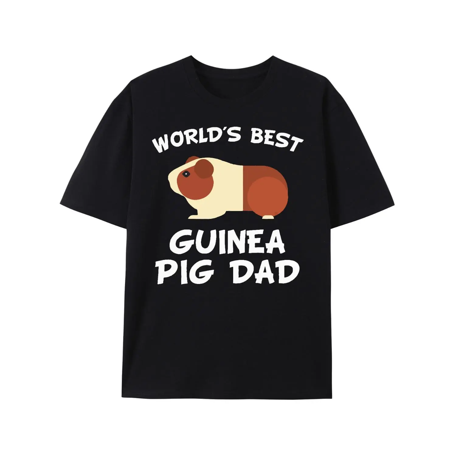 Men's "World's Best Guinea Pig Dad" Graphic T-Shirt - Black Casual Round Neck Tee with Cute Guinea Pig Illustration, Machine Washable Soft Fabric for Pet Lovers & Fathers, Funny Animal Lover Apparel, Comfortable Fit Shirt