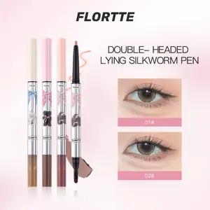FLORTTE Mesmerizing Princess Double-ended Aegyo-sal Pencil Dual-Sided Eyebrow Eyeliner & Eye Highlighter Pencil Contour & Brighten Buildable Formula for Defined Eye Makeup