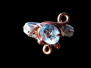 FAIRYTALE Size 9 Natural Sky Blue Topaz Sterling Silver Copper December Elven Elvish Genuine Gemstone Fantasy Magical Wire Wrapped Ring