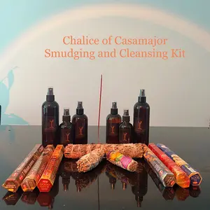 Chalice of Casamajor’s Smudge Bundle Kit for Manifesting includes Sage, Incense, Incense Holder, Florida Water, and Cleansing Water Aroma Fragrance