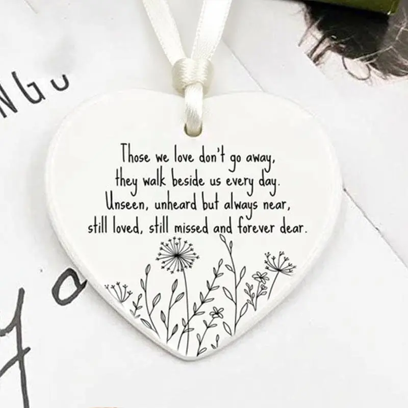 1pc Heart Shape Ceramic Hanging Decoration, Sympathy Gift, Memorial Keepsake, Loss Gift, Miss You Token, Condolence Ceramic Souvenir, Sadness Gift