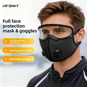 Carbon Filter Dust Mask with Protective Goggles – Reusable Breathable Face Mask, Windproof Adjustable Anti Fog Sports Mask for Motorcycle Riding, Running, Workout, Cycling & Gardening