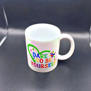 Autism Awareness 11 oz Ceramic Mug Double Designed Front Dare You To Be Yourself Back Autism Is My Superpower