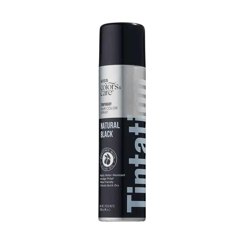 Kiss Colors & Care Tintation Spray - Natural Black | Temporary Hair Color Spray, Semi Permanent Hair Color, Hair Dye, Hair Color