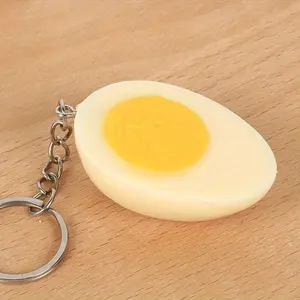 Realistic Boiled Egg Keychain, Soft PVC Plastic Food Imitation Bag Pendant, Durable Lightweight Car Accessory, Novelty Decoration