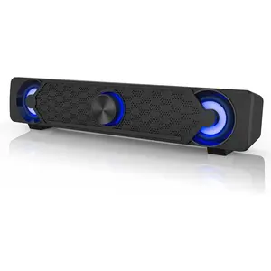 Small Computer Speakers for Desktop Gaming , PC Speakers for Desktop , Computer Speaker Wired USB , Mini Soundbar with Cool Led Light Effect