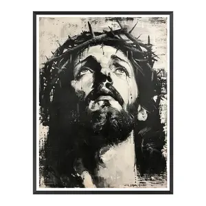Christian Art Printing - Jesus Wearing the Crown of Thorns, God Pity the World, High-Quality Print for Home Bedroom Apartment Ornaments Artistic Decor Wall