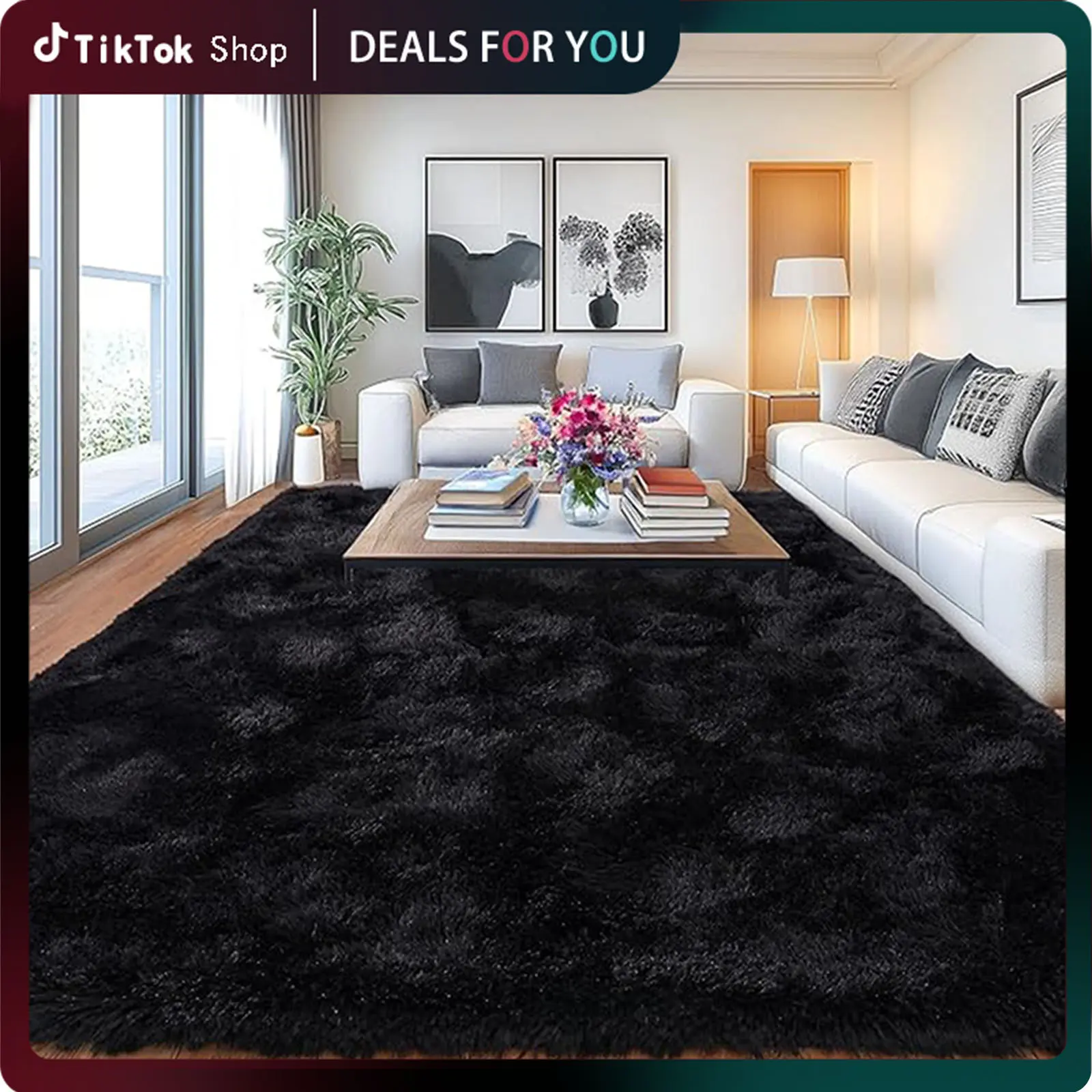 【Back to School】【Home Decon】MUGORN Multi-Size 3-Layer Super Soft Shaggy Fuzzy Rug, Modern Minimalist, Hand-Washable, Modern Shaggy Rug for Bedroom, Dorm Room Decor, Home Furnishings rugs for living room carpet