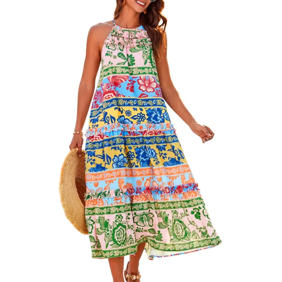 【New Arrival】Grace Karin Women Hollowed-out Waist Dress Spaghetti Straps Flared A-Line Dress