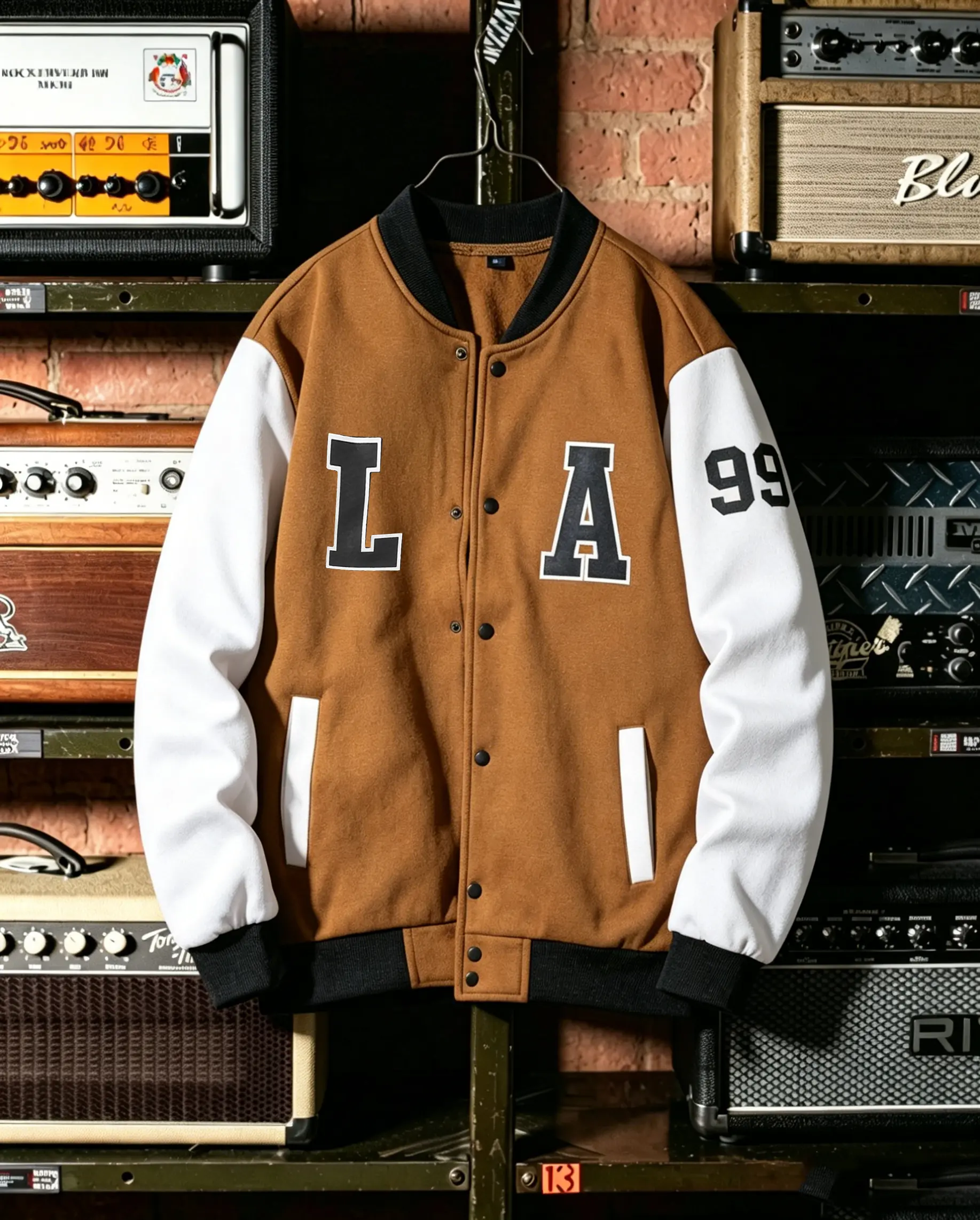Elevate your look with our men's LA 99 letterman jacket. Classic design, durable fabric, and three versatile colorways Retro Varsity Team Logo Menswear Coats