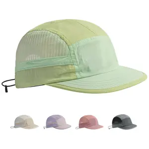 1/2 Pack Lightweight 5-Panel Camper Hat, Quick-Dry Mesh Running Cap with Adjustable Bungee Closure