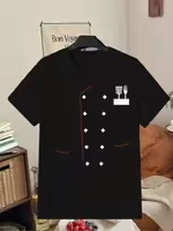 item picture mens uniform jacket with knife spoon retro culinary coat machine washable chef dress for restaurants catering classes comfortable attire for chefs retro casual short sleeved t shirt with a round neck and printed pattern