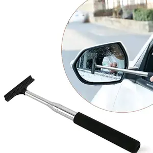 Car Rearview Mirror Wiper - Retractable Long-Handle Car Side Mirror Squeegee, Portable Mini Window Cleaner Tool for Rainy, Foggy Weather