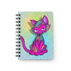 Sassy Cat Art - Colorful Art Deco Sassy Cat Spiral Journal - Cute Cat Notebook for Note-Taking, Doodling, Study, Gift for Cat Lovers, Journal for Kids and Adults