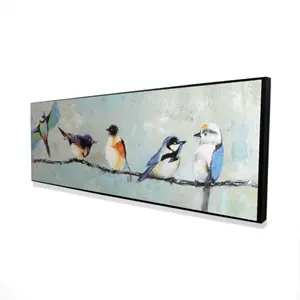 360 Stand Framed Photo Wall Print - 20x60 in Small Colorful Birds Nature Artwork, Artistic Home Decoration, Ideal Gift for Room
