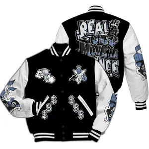 Mid Space Jam 1s Varsity Jacket - Ones Move In Silence Graphic All Over Print Letterman Jackets, gift for man, gift for woman
