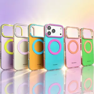 Vibrant Color Block Case with Metal Buttons & MagSafe for IP 17 Pro Max, Premium Shockproof Cover for IP 16 Pro/15 Pro Max