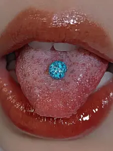 1 Pair Rhinestone Ball Tongue Studs, Luxury High-End Design, Titanium Steel Piercing Jewelry for Women, All Seasons Accessory
