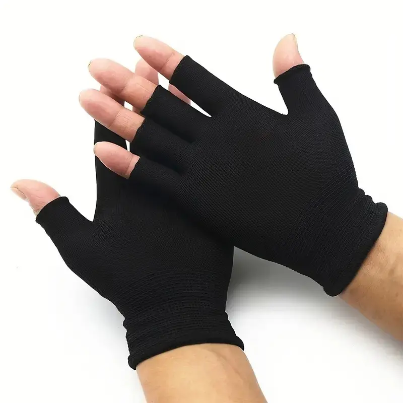 8pcs/4pcs Outdoor Sports Breathable Elastic Fingerless Gloves, Black and Gray, Ideal for All Seasons, Unisex Fingerless Gloves for Outdoor Activities, Fishing, Driving, Cycling, Motorcycle Riding