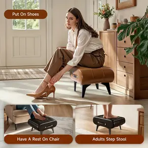 1 high quality oil wax leather low stool, footstool, leather step stool, stylish multifunctional sofa edge, shoe changing stool, suitable for living room, corridor, foyer, entrance, bedroom, home decoration furniture, home furniture ottoman table