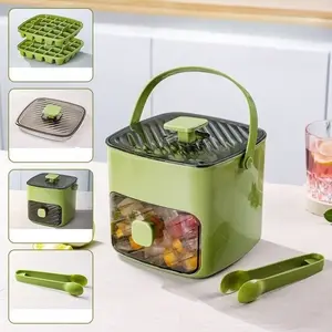 48-Compartment Ice Maker with Easy-Push Lid, Large Capacity, Dual-Layer Design, Food-Grade Plastic, Freezable, Ideal for Whiskey and Cocktails
