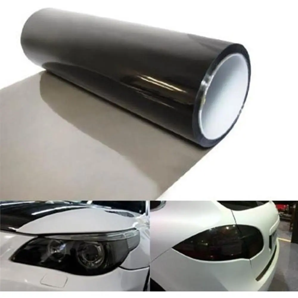 12 X 48 Inches Self Adhesive Headlight, Tail Lights, Fog Lights Tint Vinyl Film (Light Black)