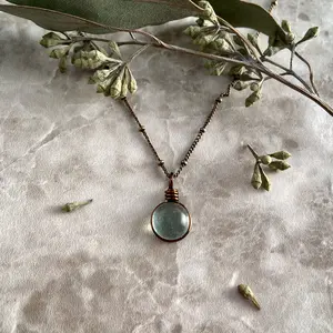 Spring Raindrop Necklace, Boho Style Dainty Jewelry Handmade Glass Nature Lover Gift Idea for Her, Cottagecore Aesthetic Jewelry Daily