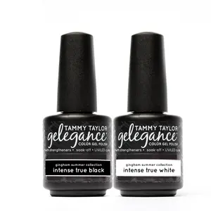 Tammy Taylor Nails Gingham Summer Collection Bundle - Intense True Black & True White Nail Polish for Nail Care and Coverage