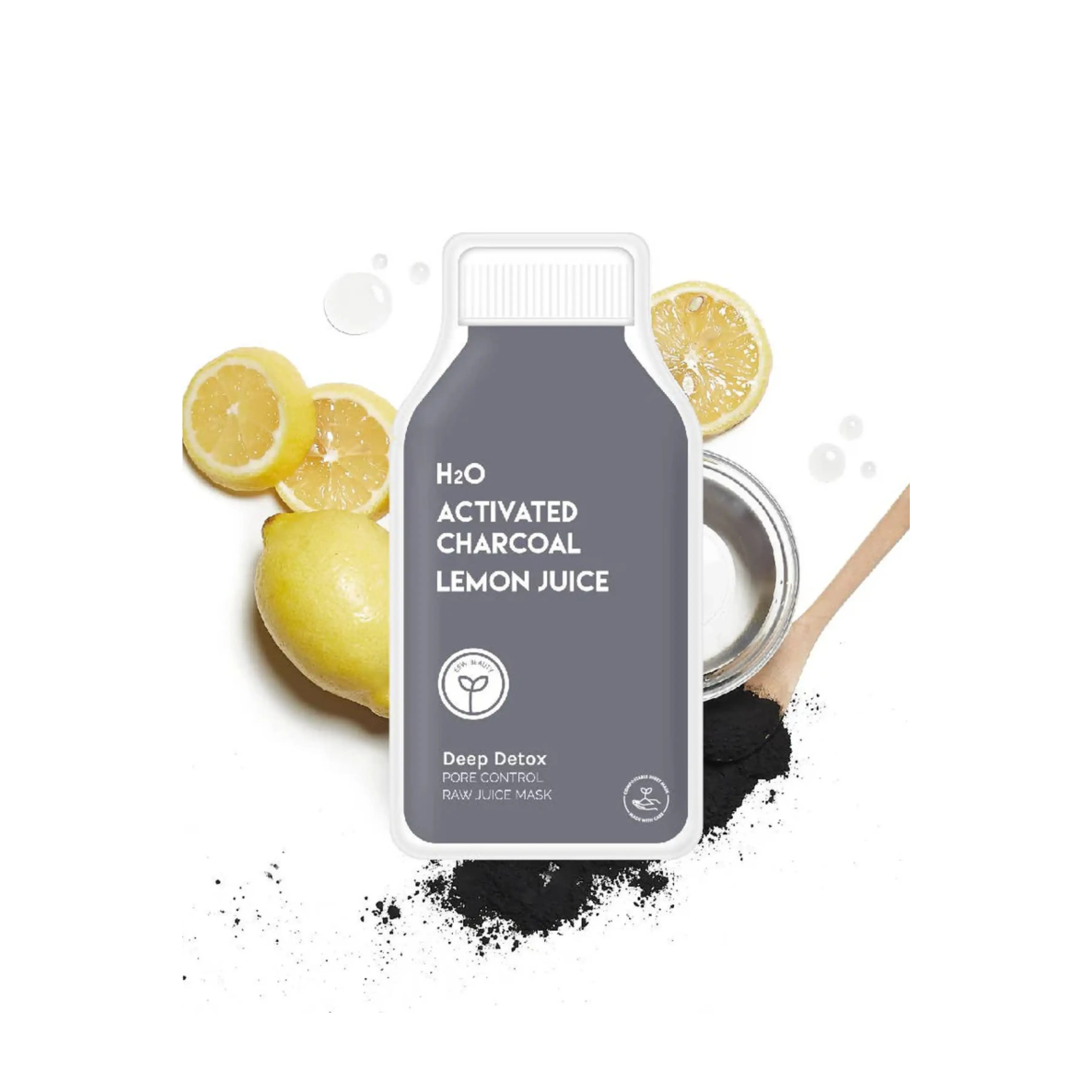 Activated Charcoal Deep Detox Face Sheet Mask - Pore Cleansing Acne Solution for Oily, Acne-Prone Skin - Cruelty Free, Vegan & Compostable