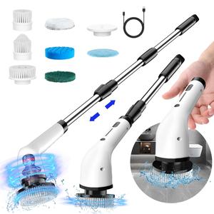 Electric Spin Scrubber, 2-Speed Shower Scrubber with Adjustable Extension Handle, Full-Body IPX7 Waterproof Cordless Electric Cleaning Brush with 4 Replaceable Brush Heads for Bathroom, Kitchen Corners, Toilet, Window, Car SummerWins DealsForYouDays