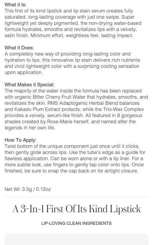 Legendary Serum Lipstick – Glossy Red Lipstick with Skincare-Infused Color by RMS Beauty Lipgloss Cosmetic