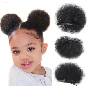 Afro Puff Clip-On Hair Buns, Kinky Curly Synthetic Hairpieces, 2 Sizes for Natural Hair Styling