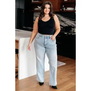 Judy Blue Brooke High Rise Control Top Vintage Wash Straight Jeans