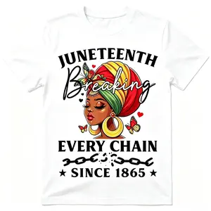 Juneteenth Breaking Every Chain Since 1865 Big & Tall Black and White T-Shirt for Women Plus Size - Celebrate Freedom Independence Day Holiday Gift