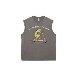 “OFF TO PRAISE THE LORD”Men's vintage washed pure cotton vest