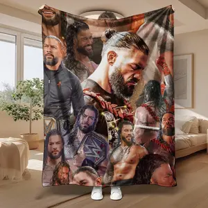 WWE Roman Reigns Blanket - Black & Red - Wrestler Character & Championship Graphic Print